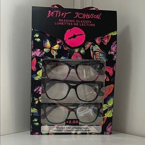 Betsey Johnson 3 Pairs Of Reading Glasses-+2.00-NEW